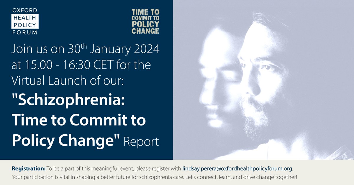 Looking forward to listen to John Saunders from @EUFAMI on what carers needs, at the virtual launch of our new report on Schizophrenia. Registration details in the picture.
