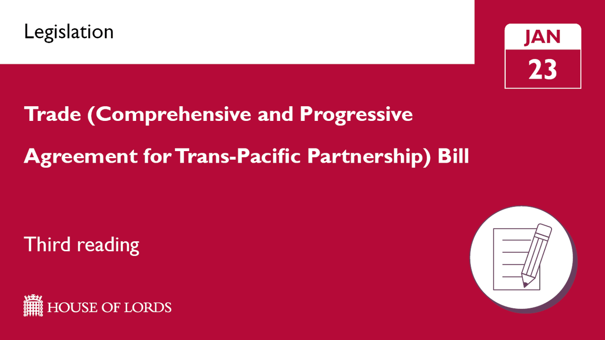 Pacific trade on the agenda from 3.15pm as the #HouseOfLords completes final checks of the #CPTPPBill at third reading.

➡️ Learn more and watch online at the link in our bio