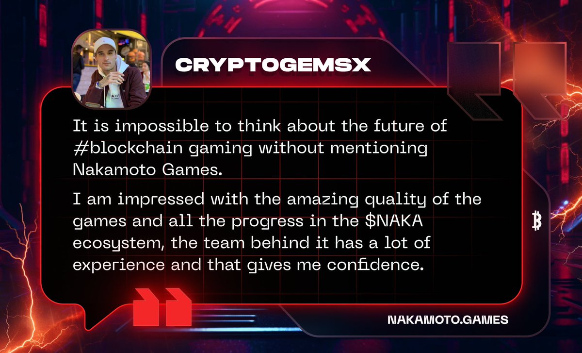 Nakamoto Games boasts the industry's largest Web3 Ecosystem, featuring over 200 #Games from casual to AAA, our own #Metaverse, an #NFT collection and an upcoming mobile app.

Today, we're excited to share feedback from <a href="/bestcryptotoken/">CryptogemsX 🇵🇹</a>, one of our biggest supporters. $NAKA #BUIDL