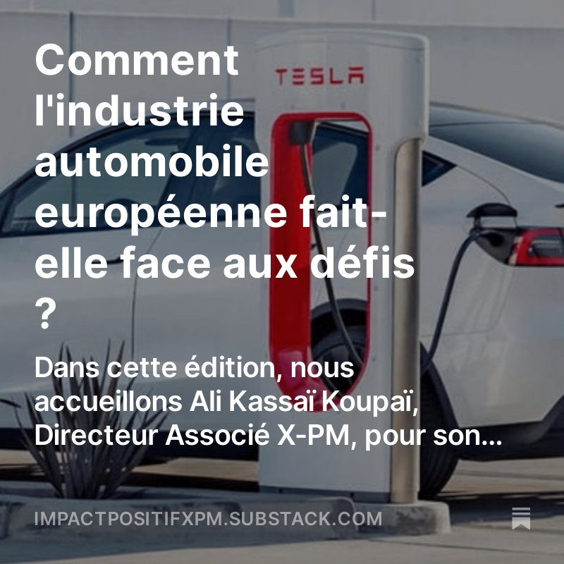 Comment l'industrie #automobile européenne fait-elle face aux défis ? 

À découvrir dans notre newsletter #impactpositif
#automobilenews #xpm #managementdetranstion

open.substack.com/pub/impactposi…
