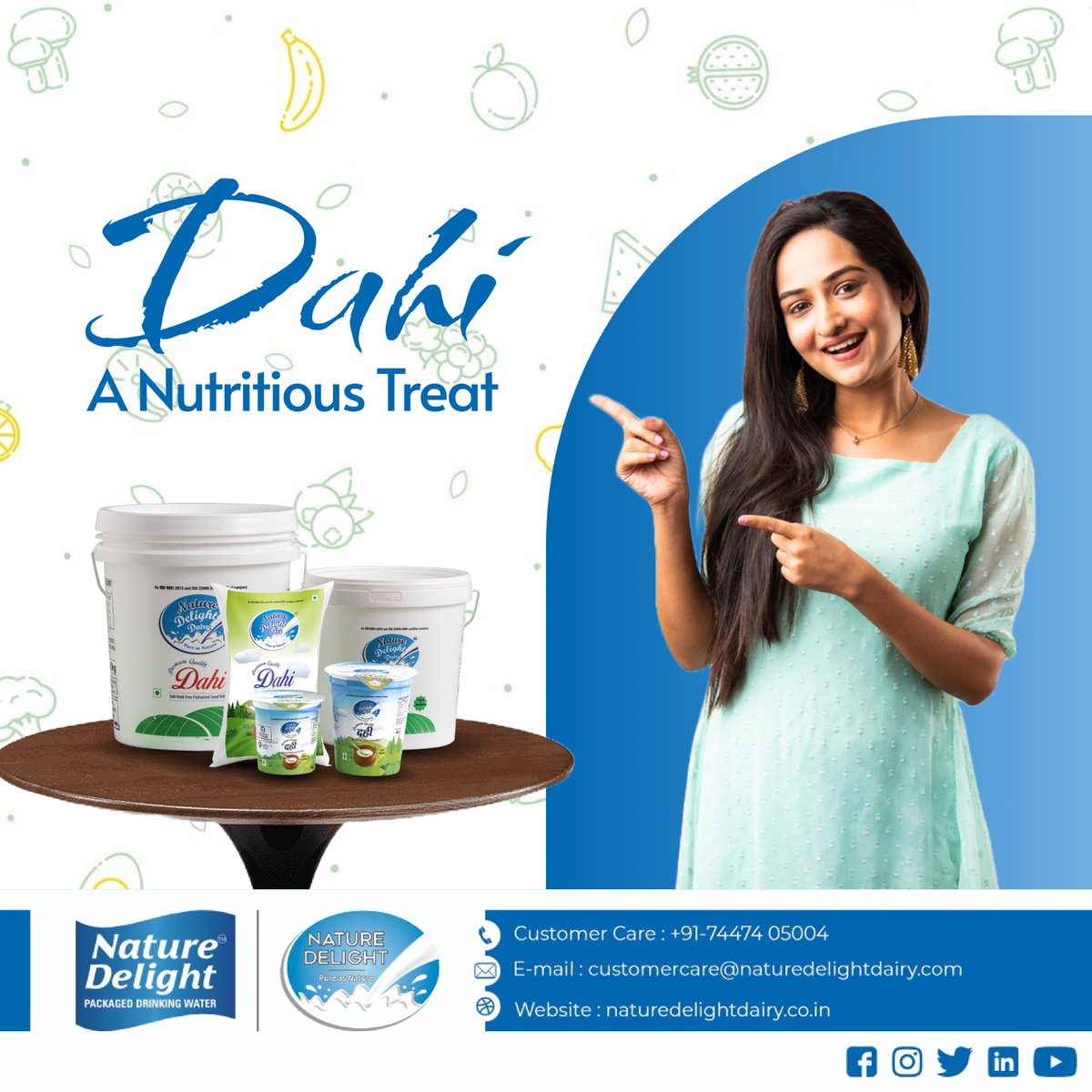 #NatureDelight: Pure Dahi

Indulge in the goodness of Nature Delight Dahi - a nutritious treat for your taste buds!

Why Nature Delight Dahi?
Pure and Nutrient-Rich
Delightful Taste and Texture

#PureDahi #NutritiousTreat #HealthyIndulgence #DairyDelights #DairyDelights