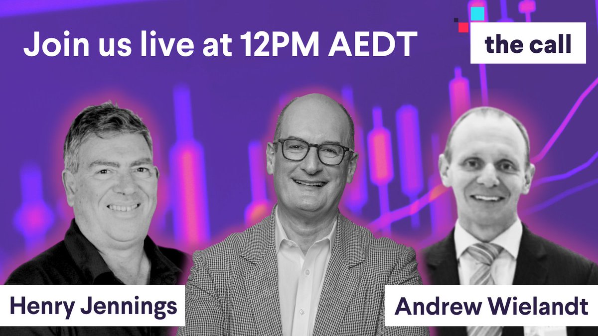 Joining us tomorrow on 'the call' are none other than @andrew_wielandt of DP Wealth Advisory & @henryj007 of @Marcus_Today to discuss the following stocks only on #ausbiz: $NXT $EMR $IAA $HJPN $TYR $TLX $AGI $BAP $MQG #A11