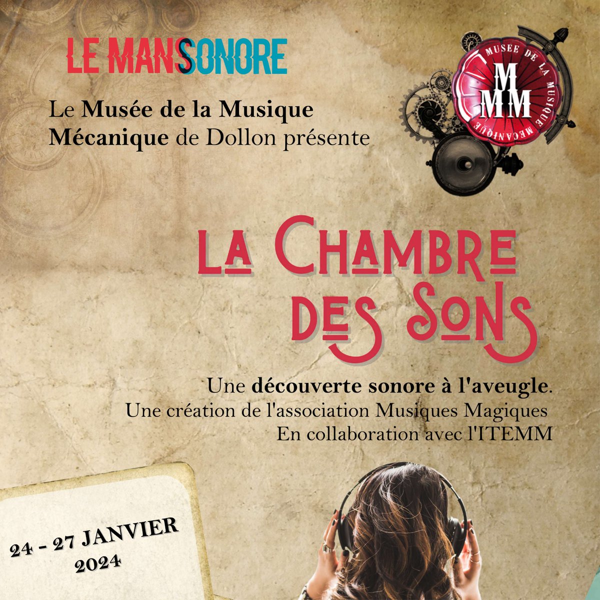 Venez vivre une expérience sonore à l'aveugle ! Ateliers de 30 min. animés par le Musée de la Musique Mécanique de Dollon et l'ITEMM.

&gt; cette semaine, l'après-midi, à la #médiathèqueAragon
&gt; 9 ans et +
&gt; Réservation au 02 43 47 48 78

#LeMansSonore #Ofcourselemans