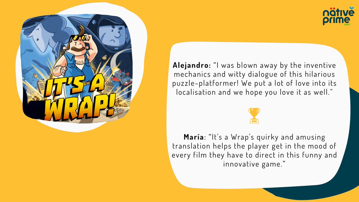 Here's another suggestion for you to vote for Best Game Localization at #XIIPremiosATRAE. Dive into the joys of filmmaking in 'It's a Wrap!', localized into Spanish by @agdelamunoza and @Marsaliath