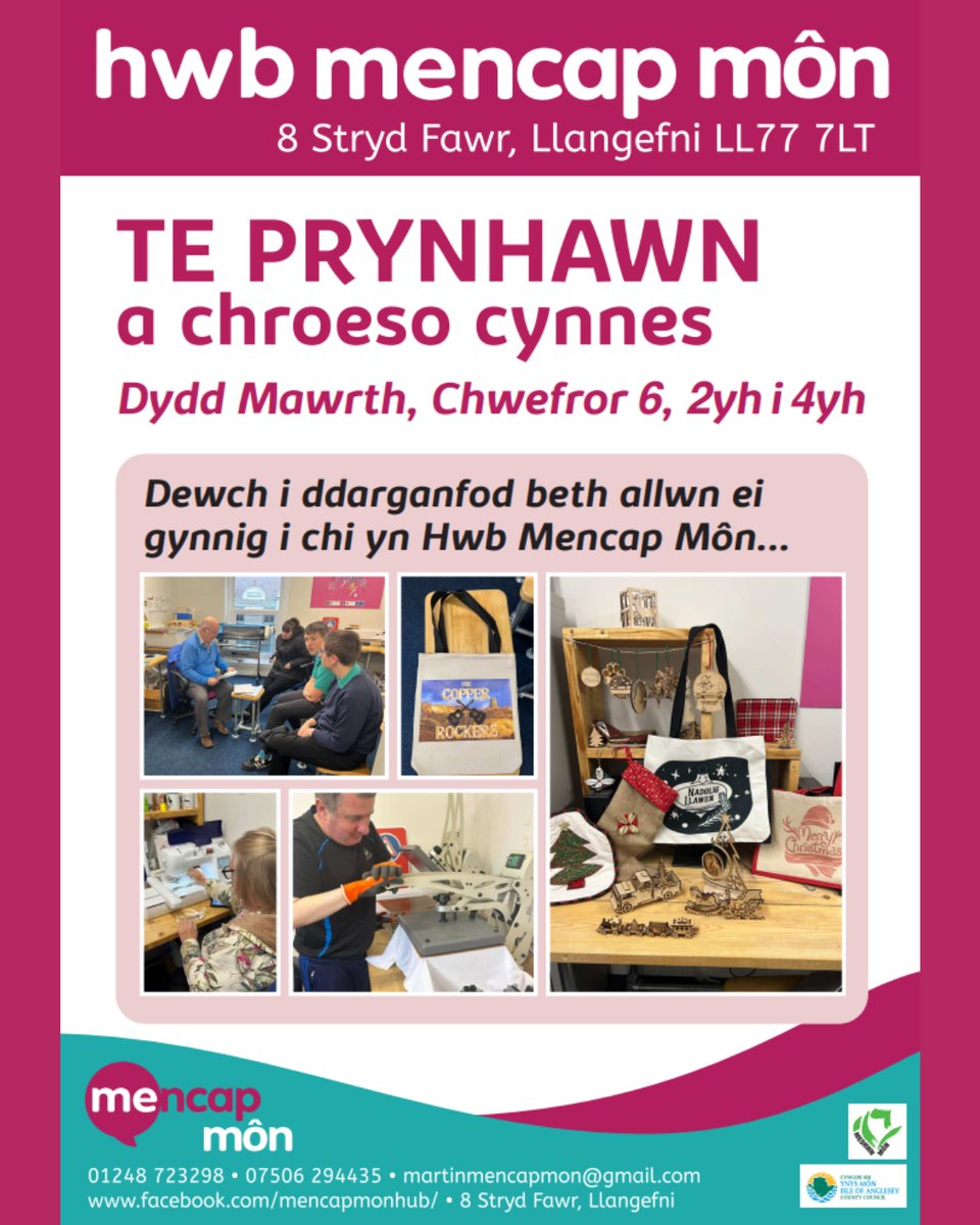 Te prynhawn a chroeso cynnes ar gael yn Hwb Mencap Môn yn gyfle i ddarganfod mwy am ei wasanaeth 👇👇