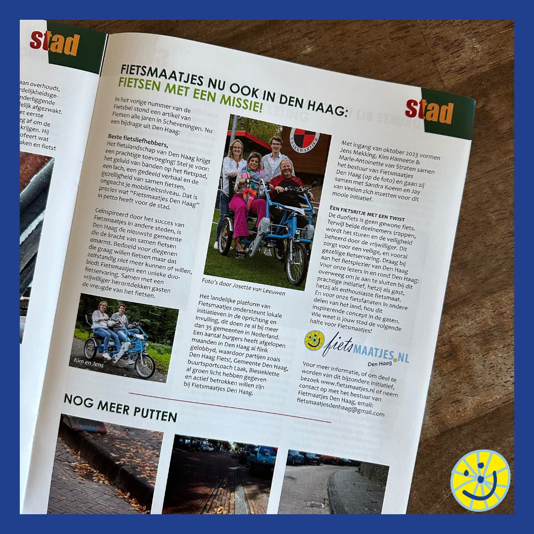 FietsmaatjesDH's tweet photo. Afgelopen najaar stonden we in de 'Fietsbel', het ledenblad van de Fietsersbond afdelingen in de Haagse regio en Zoetermeer (@FB_HaagseRegio). Lees het hele artikel via https://t.co/niFlVcspAf https://t.co/BdKIXHLNGW