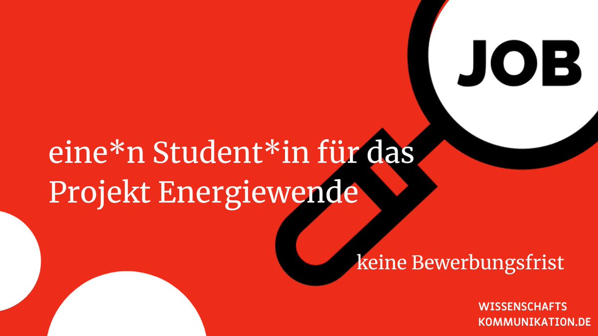 Wisskomm-Portal (@wisskomm_de) on Twitter photo #Job: <a href="/wissimdialog/">Wissenschaft im Dialog</a> sucht eine*n Student*in für das Projekt #Wisskomm Energiewende. Es geht um die Unterstützung bei unterschiedlichen kommunikativen Aufgaben, insbesondere die Betreuung der Social-Media-Kanäle. Es gibt keine Bewerbungsfrist. wissenschaftskommunikation.de/stellenangebot… #Job: <a href="/wissimdialog/">Wissenschaft im Dialog</a> sucht eine*n Student*in für das Projekt #Wisskomm Energiewende. Es geht um die Unterstützung bei unterschiedlichen kommunikativen Aufgaben, insbesondere die Betreuung der Social-Media-Kanäle. Es gibt keine Bewerbungsfrist. wissenschaftskommunikation.de/stellenangebot…