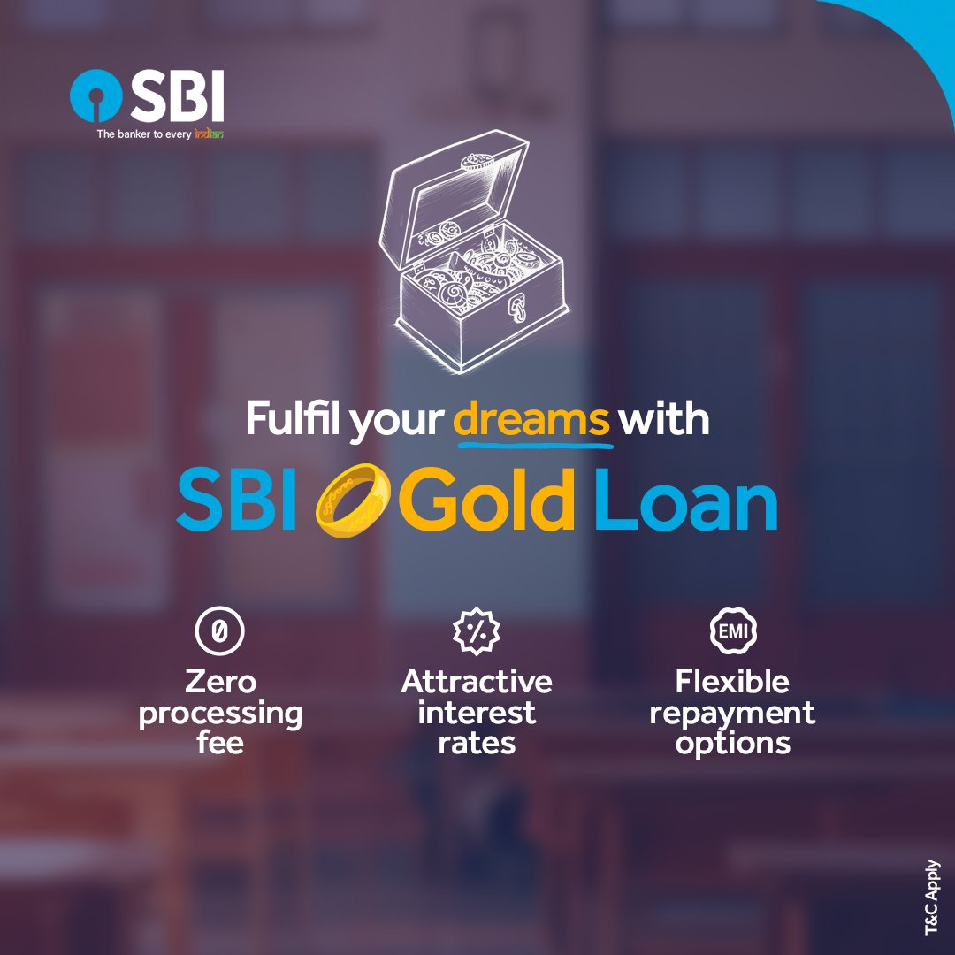 Fulfil your child’s dreams with our easy Gold Loan.

Apply now: bank.sbi/web/personal-b…

#SBI #GoldLoan #PersonalBanking #LetThemDream #DeshKaFan #TheBankerToEveryIndian