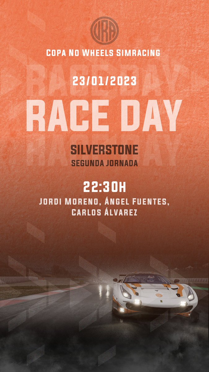 Virtual Racing Academy (@vracingacademy) on Twitter photo Buenooos díaaas!!
Esta noche tenemos carrerón en la segunda jornada de la <a href="/NoWheelsSim/">NoWheelsSim Cockpits</a> a las 22:30h💥🚀🤩
Vamos a por todas! 🫡
#RambootVRA Buenooos díaaas!!
Esta noche tenemos carrerón en la segunda jornada de la <a href="/NoWheelsSim/">NoWheelsSim Cockpits</a> a las 22:30h💥🚀🤩
Vamos a por todas! 🫡
#RambootVRA