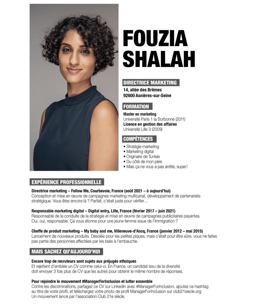 Il y a des #CV qui méritent d’être lus jusqu’au bout bout #ManagerForInclusion
Un mouvement lancé par <a href="/Club21Siecle/">Club21Siecle</a> <a href="/HavasParis/">Havas Paris</a> 

👉 Pour le rejoindre partagez ce CV! ✊🏻