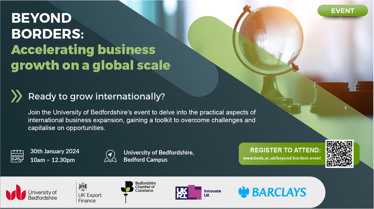 Does your #CBedsBusiness need advice and guidance on navigating complexities of #global markets.
Register 👉bit.ly/3vO1KVO
@BedsChamberInfo @UOB_RIS
#BeyondBordersEvent #GlobalGrowth #BusinessExpansion
