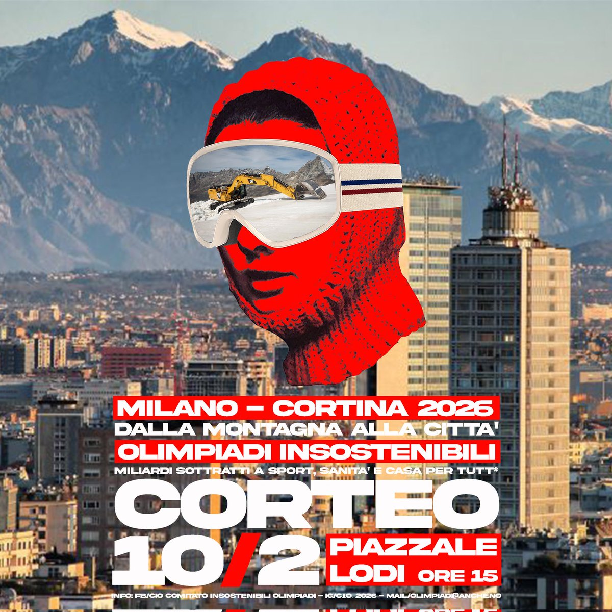 📢 Sabato 10/2 grande manifestazione a #Milano a due dall'inaugurazione del Circo olimpico invernale del 2026. Una volta di più ribadiamo a gran voce: dalla montagna alla città #Olimpiadi insostenibili 👉 cio2026.org/corteo-10-febb…