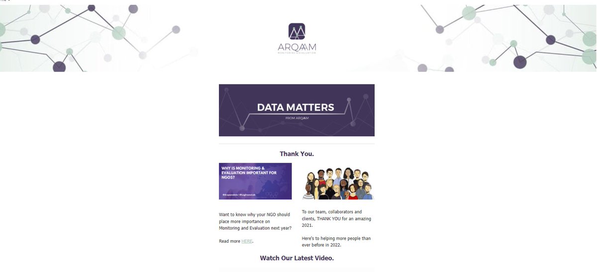 Data Matters is back for 2024!

Data Matters is Arqaam's monthly email update where you'll find #globaldev and M&amp;E reading recommendations, and the latest from Arqaam.

The next edition of Data Matters comes out tomorrow - sign up here: bit.ly/3KNUBat

#HumanitarianAid
