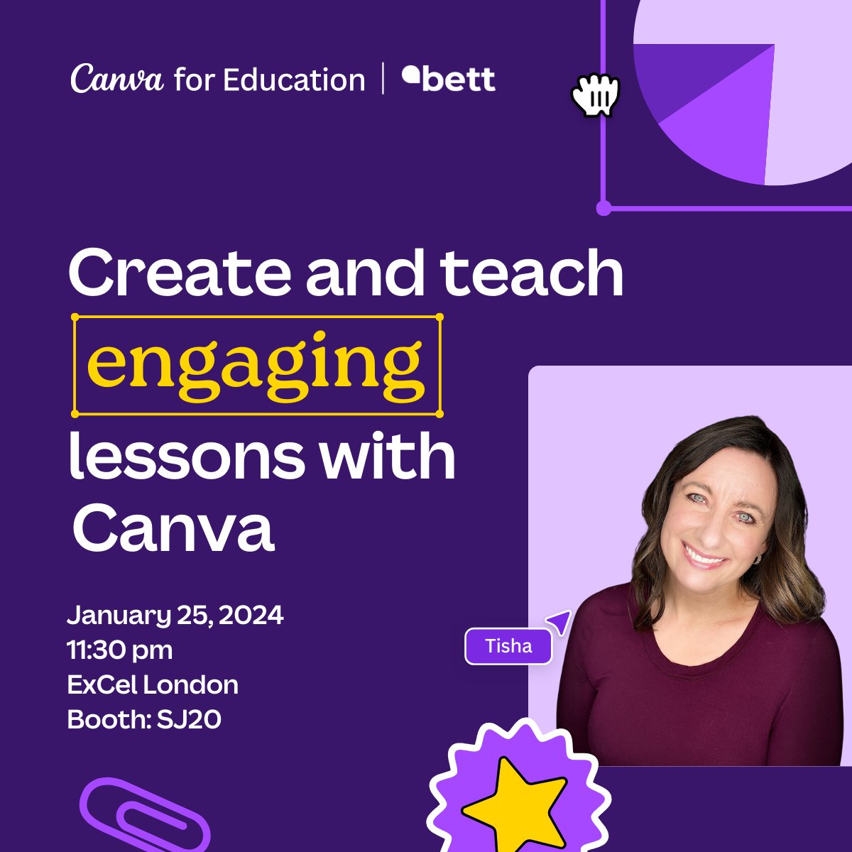 More engaging presentations in the Canva Classroom at #BETT2024! Learn how Canva is being used in the classroom and how to create and teach engaging lessons. #CanvaEDU