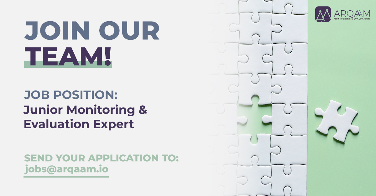 We're looking for a new Junior Monitoring and Evaluation Expert to join our team.

Visit the 'Team' page on our website and scroll down to the 'Opportunities' section to learn more: arqaam.org/team/

#globaldev