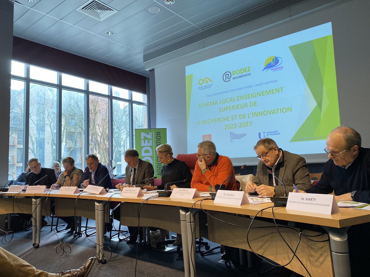 Comité de pilotage du schéma local enseignement supérieur et recherche à Rodez : les acteurs mobilisés pour le territoire autour des étudiants, de l’économie et de son attractivité 👏<a href="/Univ_Toulouse/">Université de Toulouse</a> <a href="/UnivChampollion/">INU Champollion</a> <a href="/UTCapitole/">Université Toulouse Capitole</a> <a href="/UTJeanJaures/">UT Jean Jaurès</a> <a href="/Occitanie/">Région Occitanie</a> <a href="/actoulouse/">Académie de Toulouse</a> <a href="/RA_Occitanie/">Région Académique Occitanie</a>