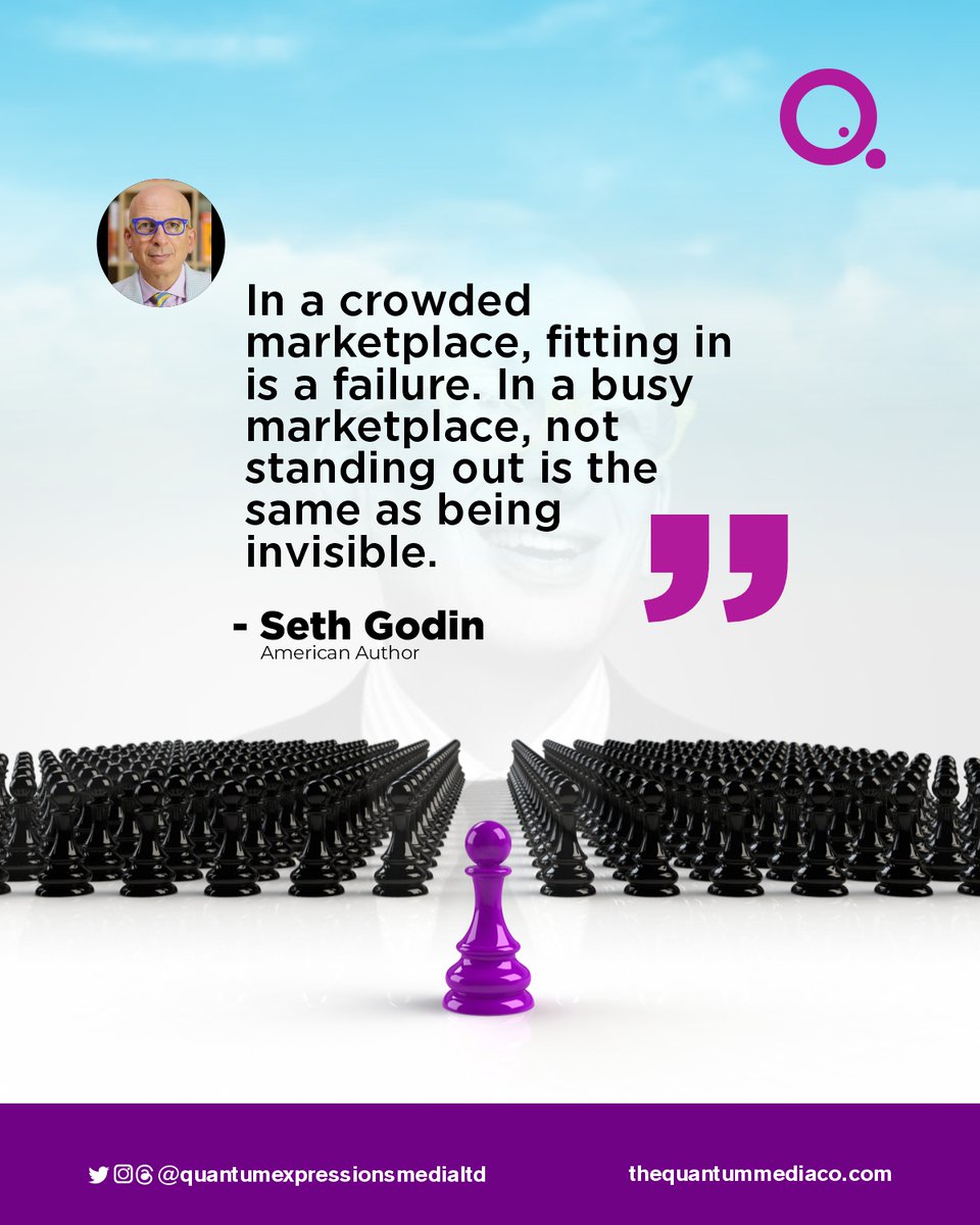Seth Godin's insight underscores the necessity of standing out in a crowded market. Fitting in equates to failure, and in a busy marketplace, visibility is crucial for success.
.
.
.
#marketing #mediaconsultant | Mr. Tinubu | AFCON 2024 | Last Last | Lagos State