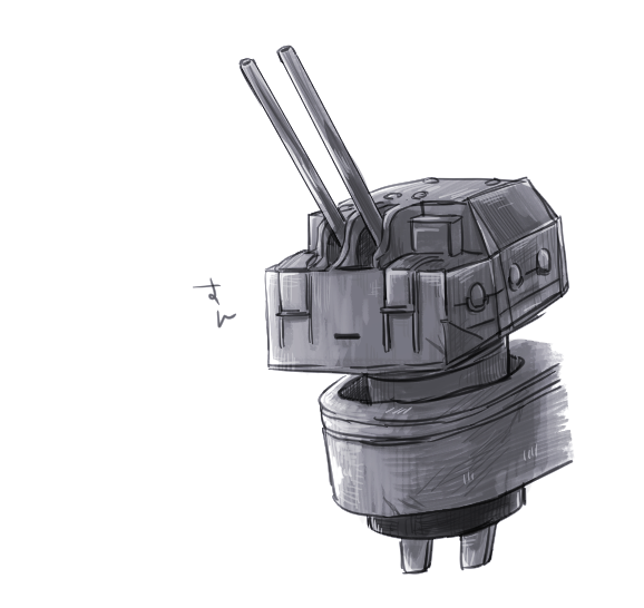 rensouhou-chan no humans turret monochrome cannon white background simple background greyscale  illustration images