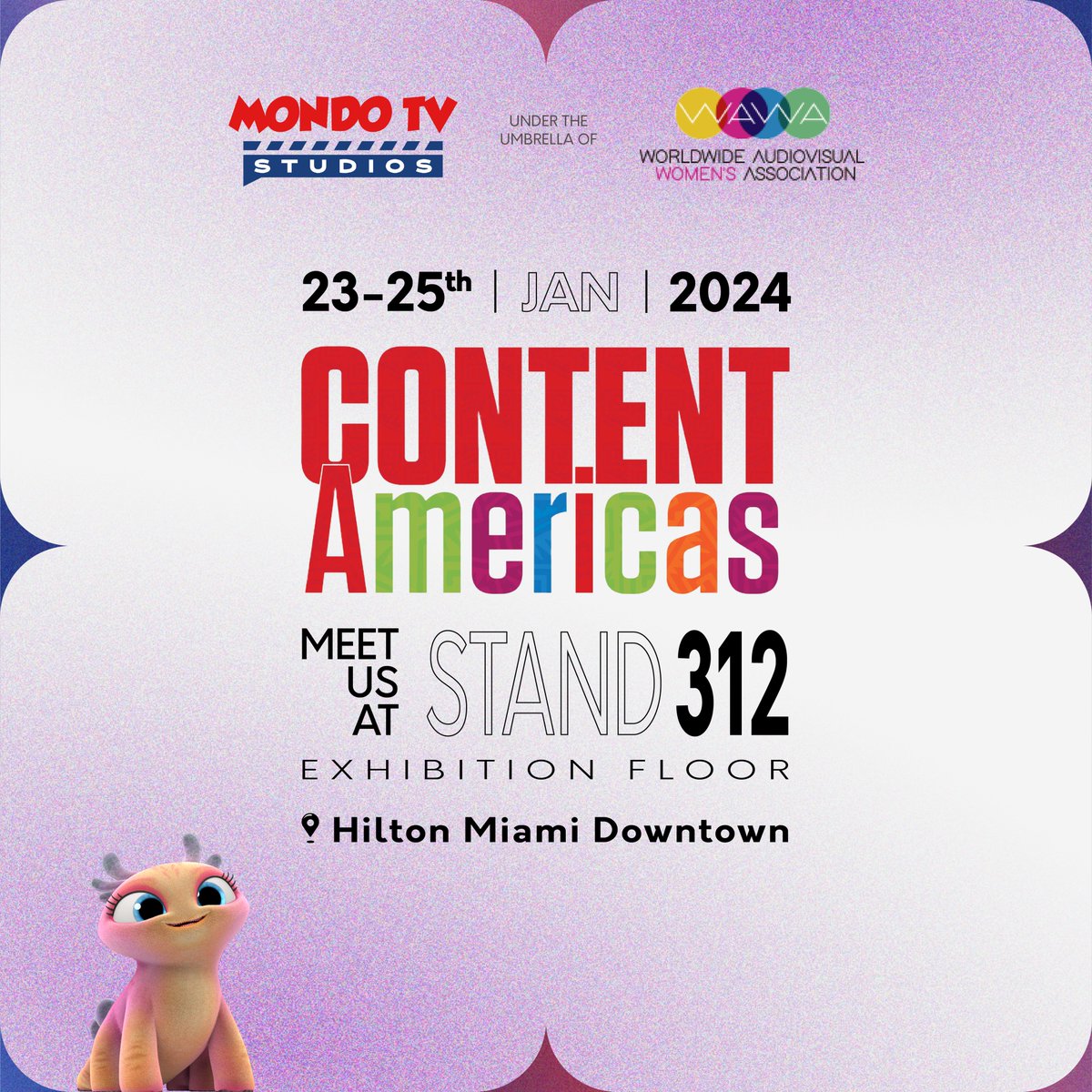 Ready to meet you all at <a href="/ContentAmericas/">ContentAmericas</a>!🤩
Our CEO <a href="/mariabfois/">Maria Bonaria Fois</a> is at the second edition of the market, showcasing our animation catalog and unveiling our latest projects.

📍 Stand 312, exhibition floor 🚩 under the <a href="/WorldwideWawa/">Worldwide Audiovisual Women Association (WAWA)</a> pavilion - Hilton Miami Downtown