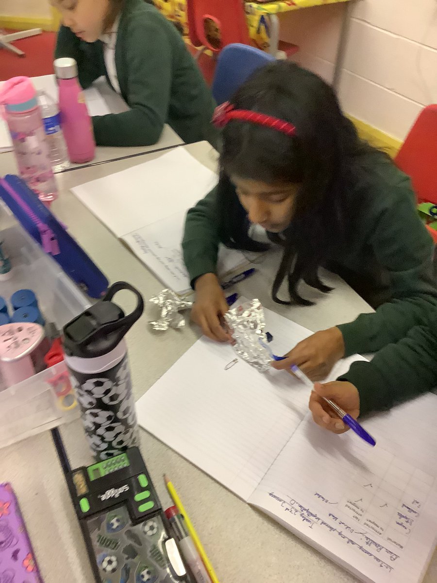 We are having fun this morning exploring what materials will block our magnet! #ScienceAndTech #exploring