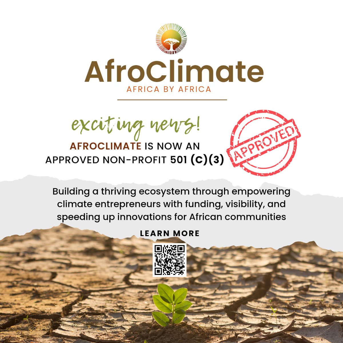 We are thrilled to announce that AfroClimate is now officially recognized as a 501(c) (3) nonprofit organization! 🥳

This milestone will allow us to accelerate our mission of supporting African entrepreneurs and communities addressing climate change.