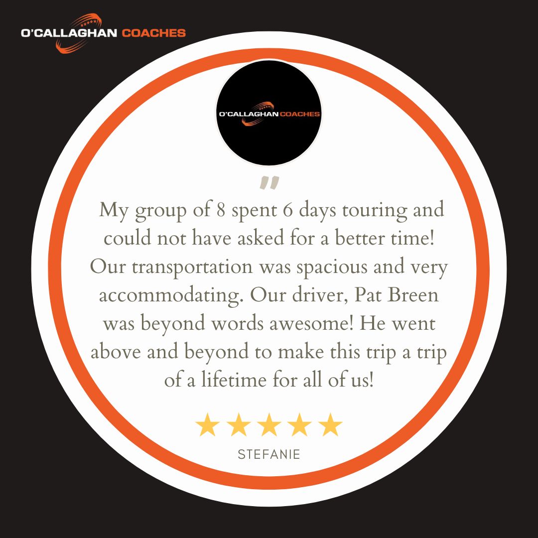 OCallaghanCoach's tweet photo. 😀 Delighted to receive this lovely review from Stefanie!
⭐⭐⭐️⭐️⭐️
Thank you to this happy client for sharing your experience with us and leaving a review! Always great to get feedback from our clients 😍🚌
#leaveareview #anotherhappyclient #fivestars #tripadvisorreview https://t.co/EQ7pgkYIGQ