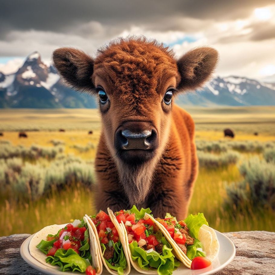GM GM!

Enjoy #TacoTuesday with a side of bison spirit🌮Just like these nomads, embrace life's journey with an unbridled heart💛 

Remember, you can wander freely and still find your own path to happiness🌄 

#Wander #Free #Bison #FindYourPath #Cute #AI #Bing #Travel #Adventure