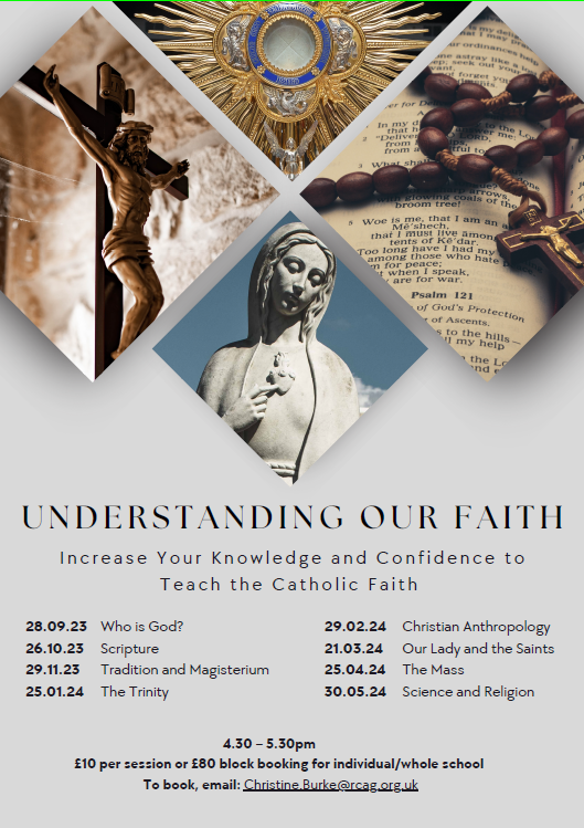 Understanding Our Faith (online course): Thursday 25th Jan @ 4:30pm. This month's session will explore the Holy Trinity and will be led by Canon Tom Shields, Vicar Episcopal for Education in the Diocese of Dunkeld. Places can be booked by contacting Christine.Burke@rcag.org.uk