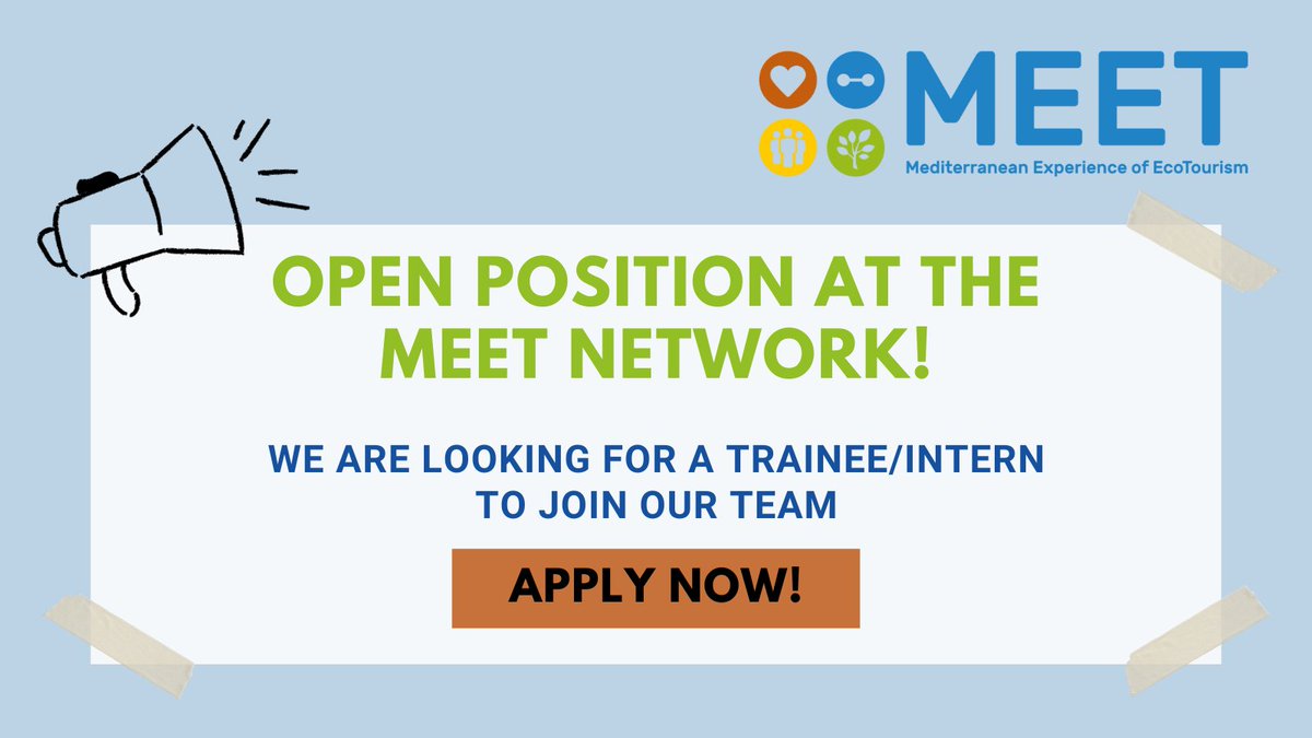 🌍JOIN OUR TEAM! 🌿MEET Network Trainee Position Available! 📅6 months 📍Malaga, Spain 📚Marketing & communications, admin support, membership management Requirement: trainee scheme (ideally Erasmus+) 📝Deadline: February 29 More information👉bit.ly/3SuafNx