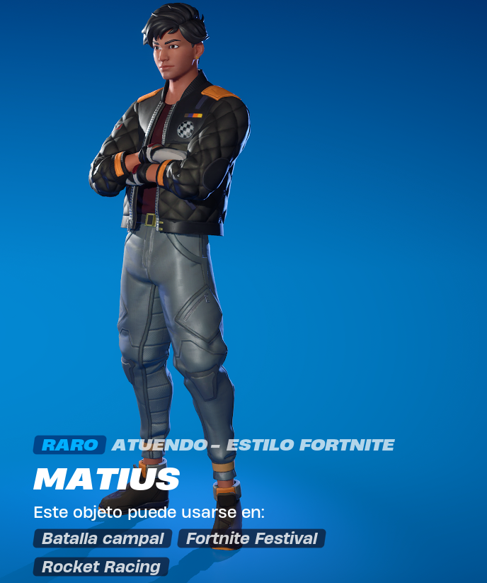NotPaloIntel's tweet photo. Matius es una nueva skin con el set nombrado #RocketRacing.

#Fortnite https://t.co/8f1rD3Oiyu
