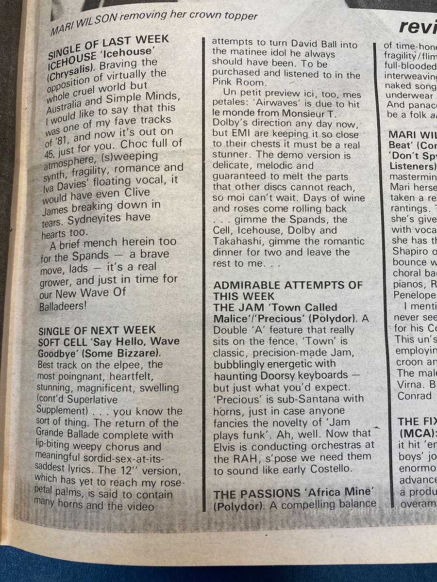 softcellhq's tweet photo. On this day in 1982 Sounds published the first review to appear of Soft Cell's latest single, 'Say Hello, Wave Goodbye'...
#softcell #marcalmond #daveball #sayhellowavegoodbye https://t.co/tKfcvVdJlB