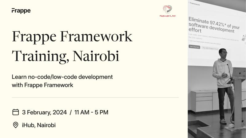 navari_ltd's tweet photo. Exciting tech news in Kenya! Join #BuildwithHussain Frappe Framework Crash Course hosted by Mohammad Hussain Nagaria, organized by Frappe & Navari Limited.
🗓️03rd Feb,
⏲️11 AM - 5 PM EAT,
📍 iHub Nairobi.
Don't miss out ! Register now: https://t.co/ouxJuimSez https://t.co/7IDetbWCuL