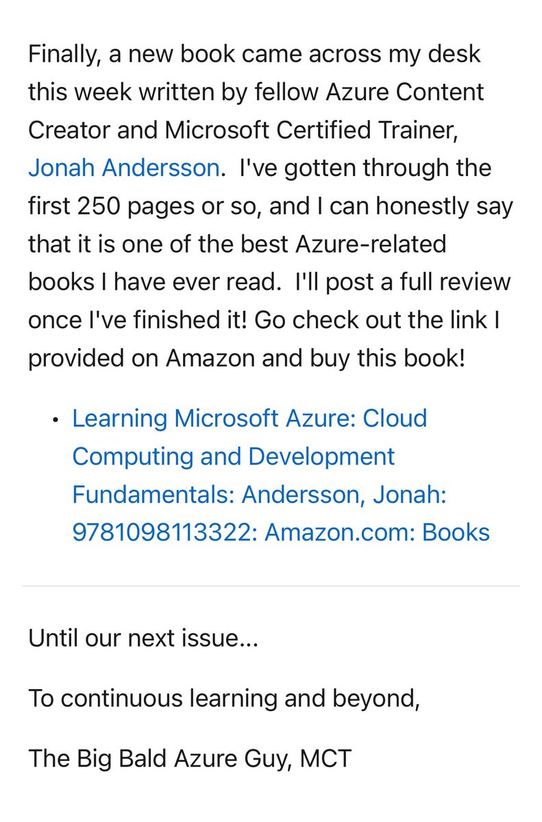 cjkodare's tweet photo. Today, I am thankful to read that my book, Learning Microsoft Azure (@OReillyMedia) got a praise and recommendation from one of its readers! 🎉 
Thank you Corey Knapp 😊

Read full article of fellow MCT Corey on LinkedIn https://t.co/WeSrWQmFO9

#azure #learningazure https://t.co/AFgNb3ywvq