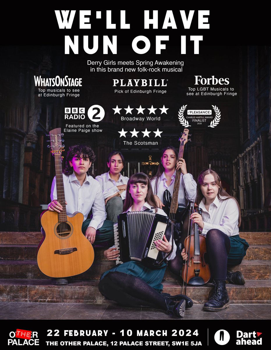 LONDON, CAN WE HEAR YOU MAKE SOME NOISE?🤘🤘🤘 Just under a month till we start and we are so excited to share our official poster for @theotherpalace 🎸🎸🎸 

Branded ‘Derry Girls meets Spring Awakening’, it’s one to get in the calendar. Ticket link in our bio✨✨✨