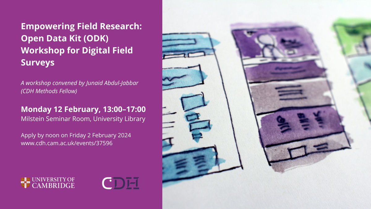 Apply to this unique application-only Methods Workshop by Feb 2nd ⤵️ Empowering Field Research: Open Data Kit Workshop for Digital Field Surveys 🔈 Junaid Abdul-Jabbar (Methods Fellow) 🗓️ Monday 12 February, 1-5pm 📍 Milstein Seminar Room, @theUL 🔗 buff.ly/426k6xi