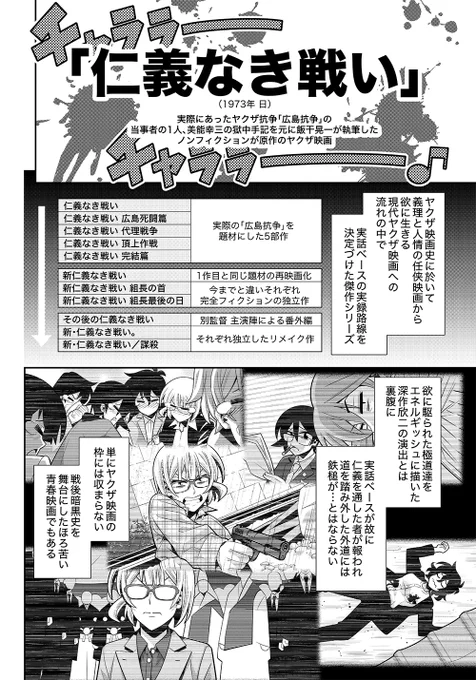 「木根さんの1人でキネマ」最新話「仁義なき戦い」回がマンガPark()にて公開中!木根さんを読んで「仁義なき戦い」シリーズを見よう!割とどこの動画配信サービスにもあるよ!!