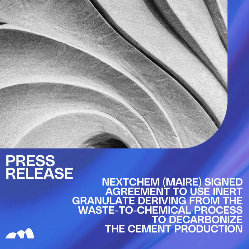 MaireGroup's tweet photo. #MyRechemical, a leader in waste-to-chemical solutions, has signed an MoU with #Colacem to valorize inert granulate obtained from the chemical conversion of waste in the cement production, maximizing circularity 📢 @nextchem_mt