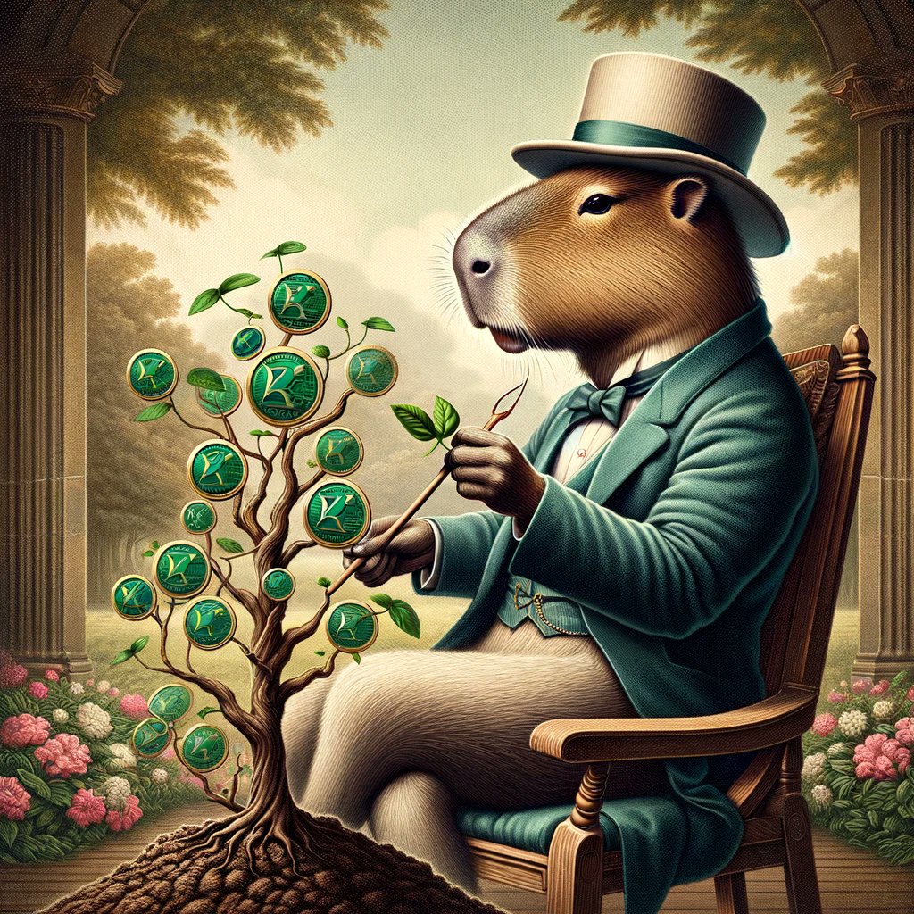 CapybaraCCoin's tweet photo. "The Capybara doesn't just count the weeks; he plants them, ensuring a weekly harvest of #CAPY's! 🌱⏳" #PatiencePays #CapybaraWisdom #GrowYourCAPY https://t.co/Z6Zpj47k3H