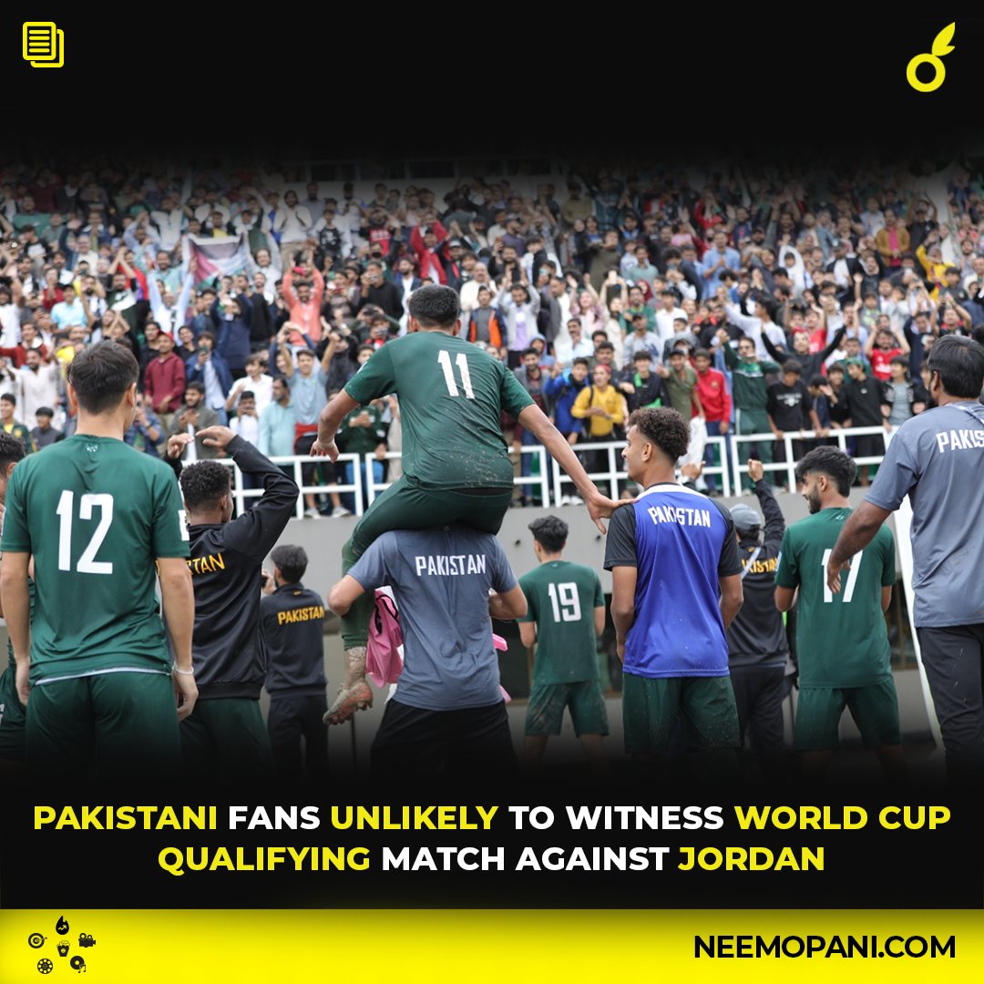 Neemopanidotcom's tweet photo. Football lovers in Pakistan might not witness the next World Cup Qualifier Round 2 match against Jordan. According to the schedule Pakistan had to host Jordan on March 21st in a match under lights.

Read more:
https://t.co/2cMdT8tsrl

#Football #WorldCup #Jordan #Pakistan https://t.co/BoMxetrAvf