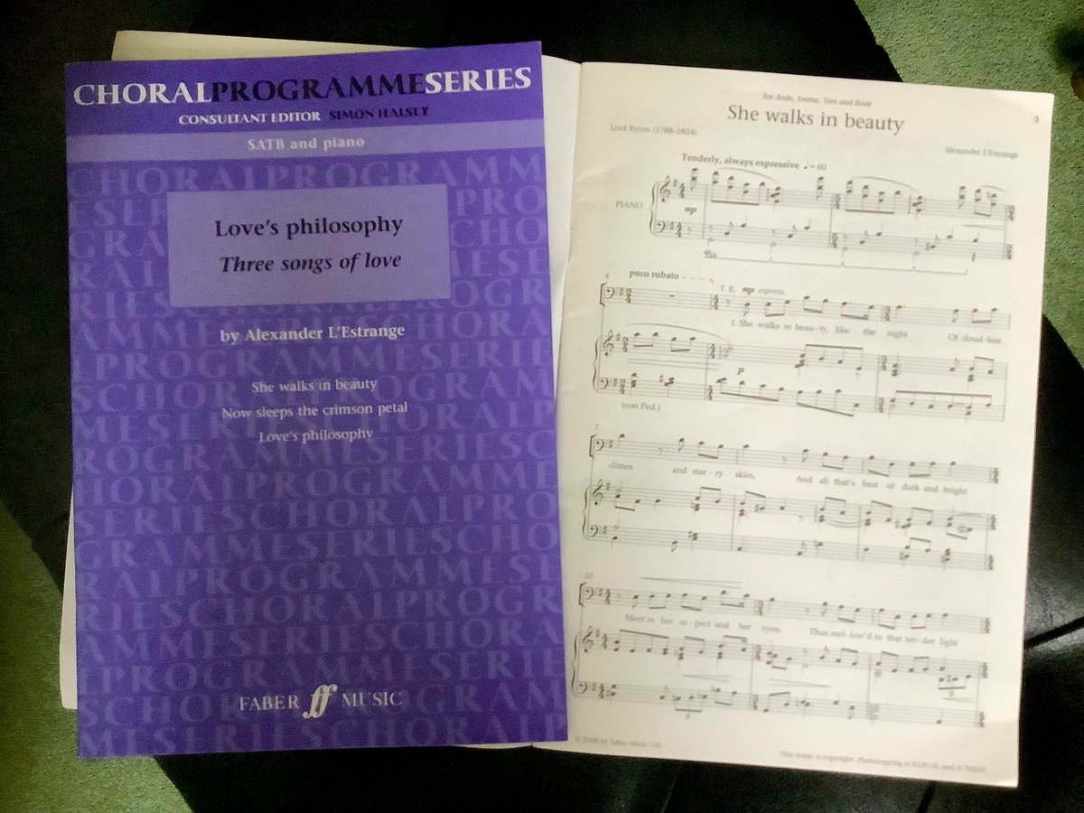 #BOTD #LordByron ‘She walks in beauty, like the night Of cloudless climes and starry skies, And all that’s best of dark and bright’ <a href="/ALEstrangeMusic/">Alexander L'Estrange</a> luscious ‘Love’s Philosophy’ is on SC’s programme this spring: johnpeelcentre.com/event/come-and… johnpeelcentre.com/event/stowmark…