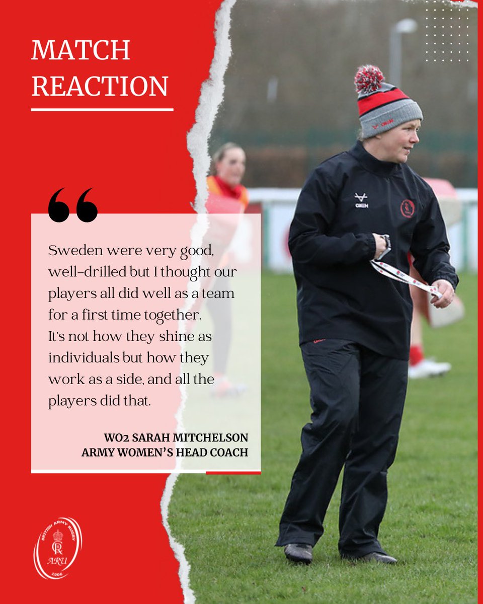 💬 𝙈𝘼𝙏𝘾𝙃 𝙍𝙀𝘼𝘾𝙏𝙄𝙊𝙉

There are lessons to be learned says Army Womens Head Coach WO2 Sarah Mitchelson as her side were defeated by an impressive Swedish side at the weekend 🏉 

Read more ➡️ shorturl.at/uzHZ2

📸 <a href="/AlliginPhot/">Alligin Photography</a> <a href="/catgorynphoto/">Cat Goryn | Photographer</a>
