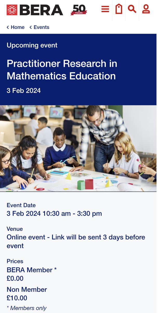 Not long until the @beramathematics @BSRLM_maths Practitioner Research in Mathematics Education online event. Still time to sign up! bera.ac.uk/event/practiti… #MathsEd #MathsEdResearch