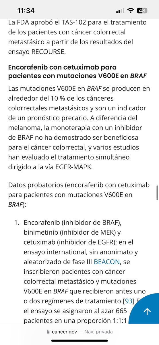 pseudoMONA123's tweet photo. En cuanto a la 3 de reserva en la página Instituto Nacional Cáncer (NIH) se indican las terapias para cáncer de colon estadio IV 
Se indican EGFR, NRAS, KRAS, BRAF y proteínas reparadoras 

Sería la 3 no la dos como ha dicho el ministerio https://t.co/lBM5MPPRAm
