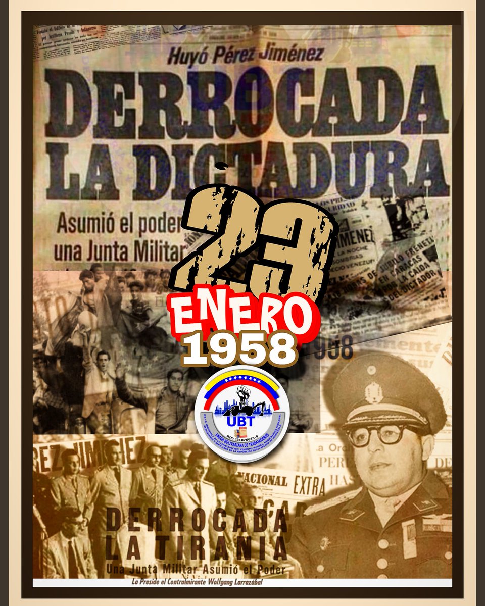 #23Ene de 1958 el pueblo y la Fuerza Armada se unieron para lograr traer a Venezuela un proyecto de esperanza y fue traicionado y apuñaleado por la oligarquía de los apellidos, por el puntofijismo y el imperialismo le clavó las garras a Venezuela” ¡La victoria nos pertenece!