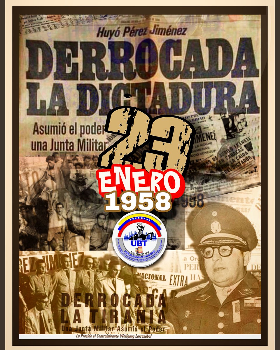 Ubt_Pertigalete's tweet photo. #23Ene de 1958 el pueblo y la Fuerza Armada se unieron para lograr traer a Venezuela un proyecto de esperanza y fue traicionado y apuñaleado por la oligarquía de los apellidos, por el puntofijismo y el imperialismo le clavó las garras a Venezuela”
¡La victoria nos pertenece! https://t.co/swOiu0fCSN