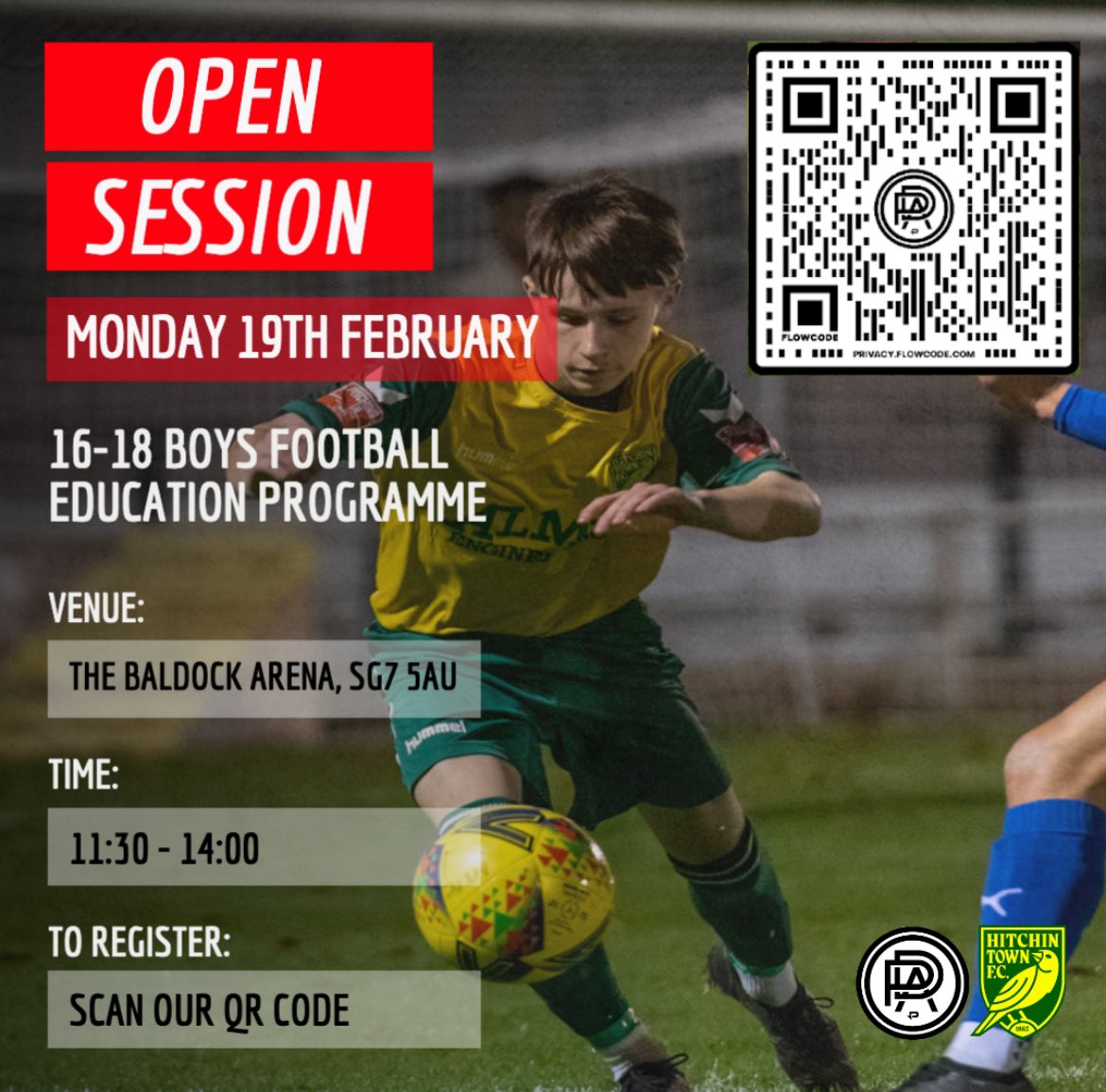 Open Session ⚽️ We’re hosting another open session in the February half-term 🤗 All details are below, scan the QR code to register your details ✍️
