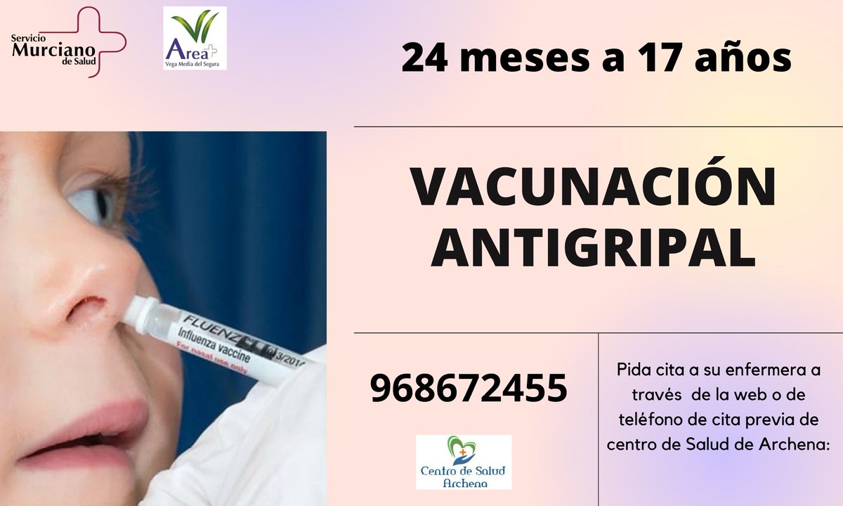 Pida cita con su enfermera y vacune a su hijo  de la vacuna antigripal "sin pinchazos", con la vacuna intranasal. ¡Aún estás a tiempo!