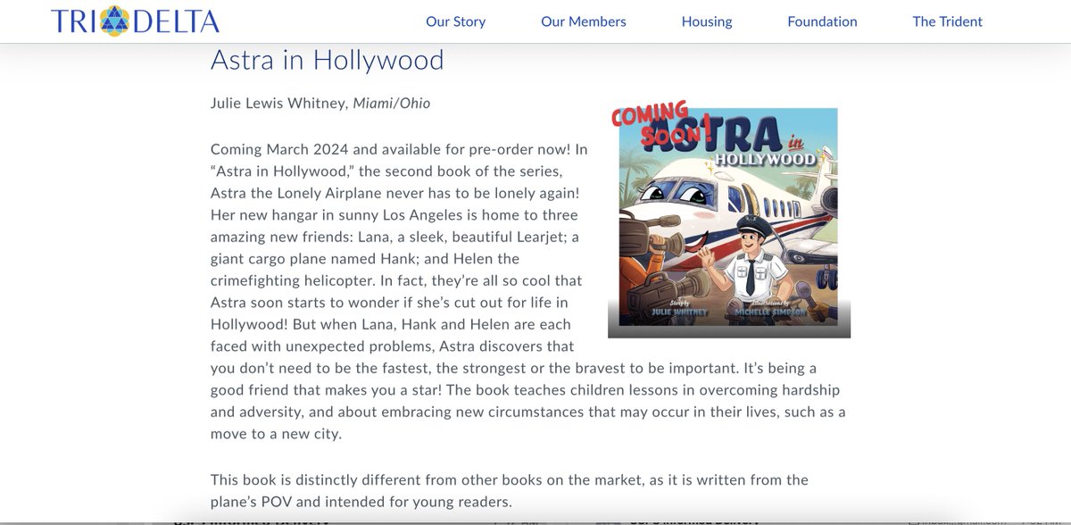 BestCincyPRPro's tweet image. Thank you @TriDelta for sharing my big news! Astra In Hollywood is landing March 4th!  #astra #astrainhollywood #springrelease #childrensbooks #airplanes #aviation #pilots #picturebooks #deltadeltadelta #tridelta #prek #k3 @brandypublish