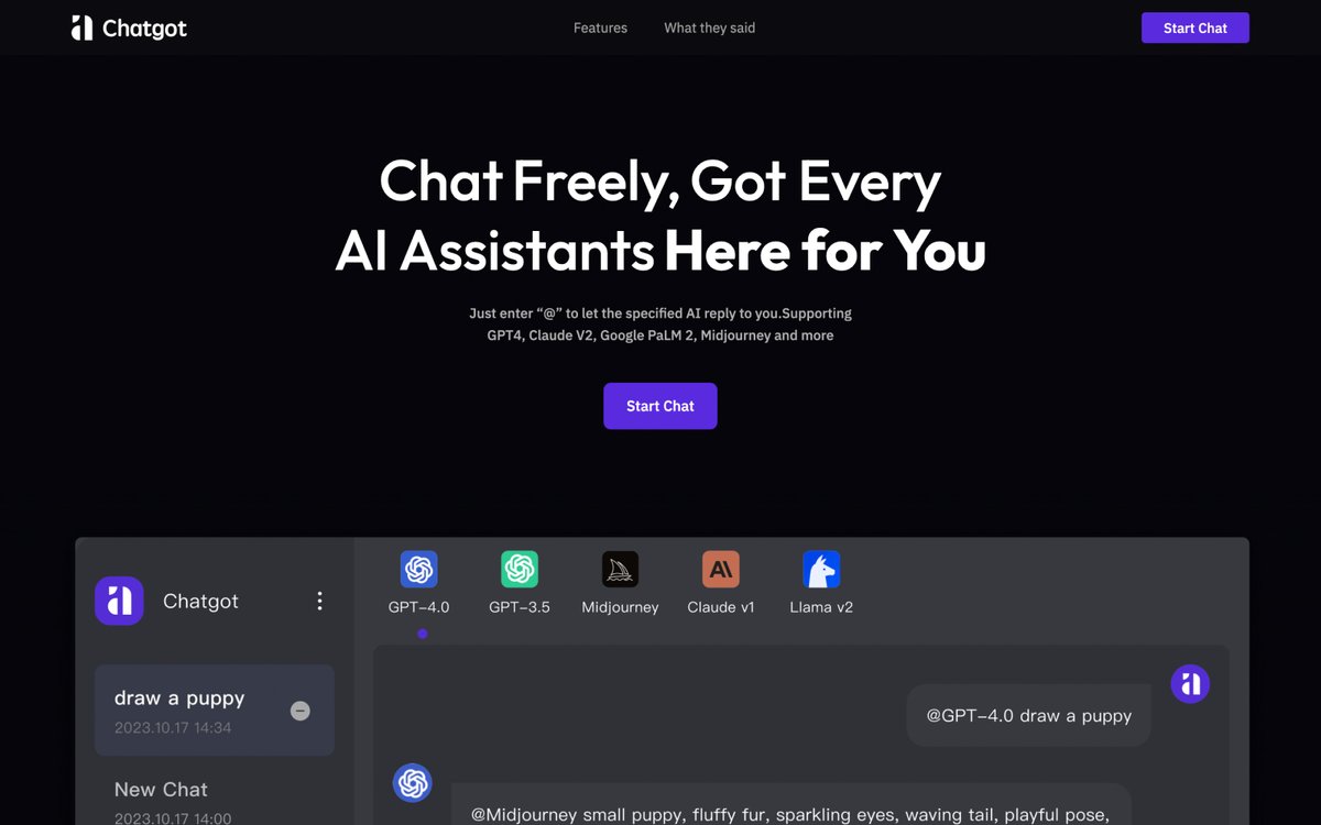 1bestai's tweet photo. Chatgot: All in one chatbot. 🤩🤫🔥🦾
GPT4, Claude V2, Google Palmyra, and Midjourney

View Tool: https://t.co/i1z0PjK19I

#ai #aitools #Chatbots #Chatgot #ArtificialIntelligence #viral #viral2024 #TechTrends #tech #1bestai #tools #ElonMusk #openai https://t.co/mS3adGd1tf