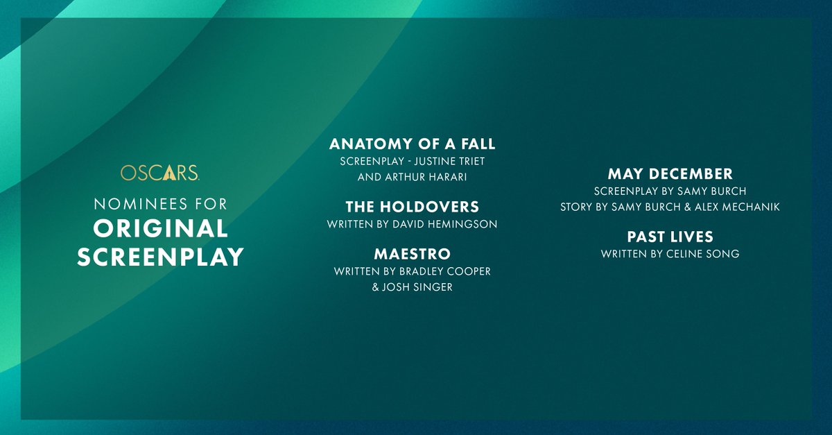 Word is out - these are the nominees for Original Screenplay... #Oscars